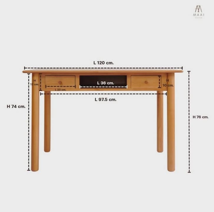 โต๊ะทำงานไม้ยางพารา MAAI DESIGN รุ่น HIROSHI TABLE สีโอ๊ค_1
